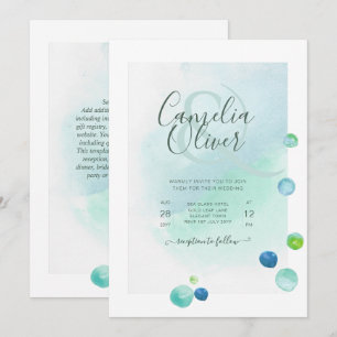 Convites Vidro do Mar Elegante Aquarela Boho Casamento Invi
