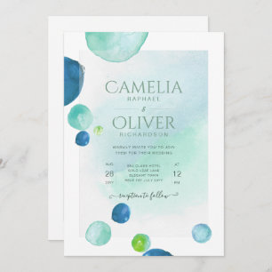 Convites Vidro do Mar Elegante Aquarela Boho Casamento Invi