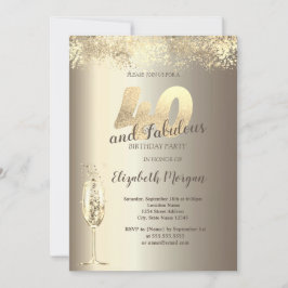 Convites Vidro Dourado Confetti aniversário de 40 anos