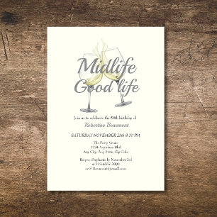 Convites Vidro Elegante De Vinho De Boa Vida 50.º Aniversár