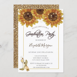 Convites Vidro,Flores Solares Festa de formatura brilhante