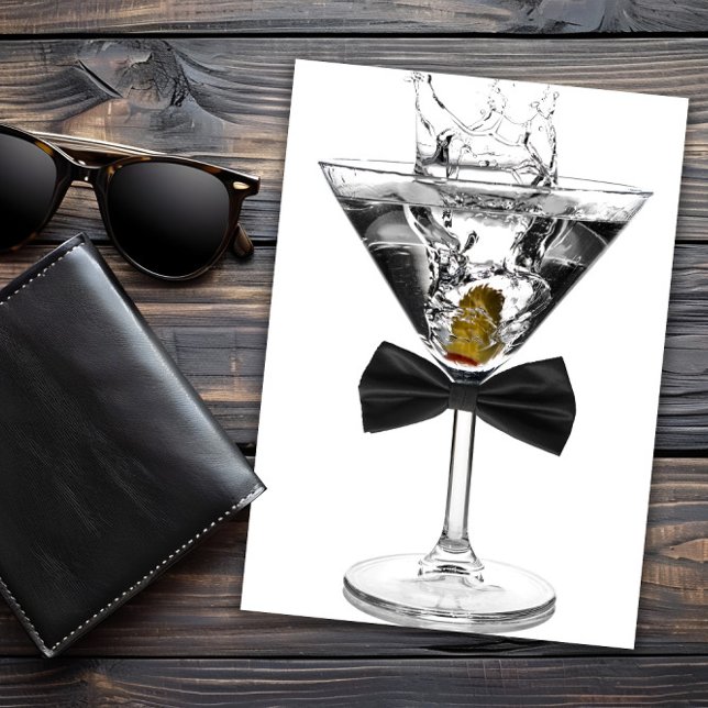 Convites Vidro Martini Significa Qualquer Invento De Festa  (Martini invitation with bow tie and occasion invitation. All text can be changed as needed.)