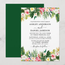 Convites Vidro Tropical Floral Verde De Casamento