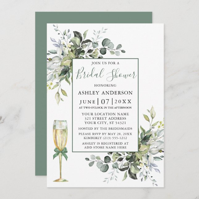 Convites Vidro verde Chá verde (Frente/Verso)