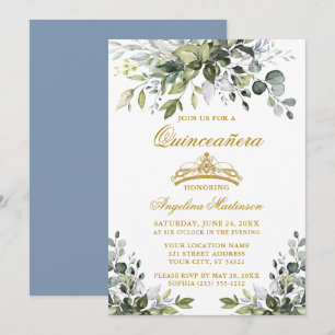 Convites Vidro Verde Dusty Quinceañera Dourada