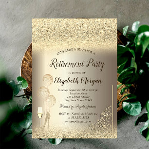 Convites Vidro Vidro Balões Dourados Champanhe De Leve