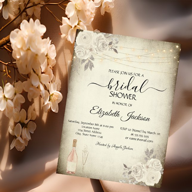 Convites Vidro Vidro Cordas Luzes Rosas Chá de panela (Criador carregado)