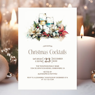 Convites Vidro Vinho Cocktails de Natal