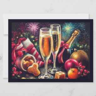 Convites Vidros de champanhe e Festa de Balde