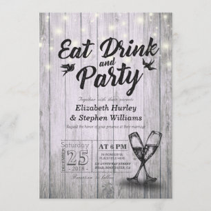 Convites Vidros de champanhe Madeira Comer Bebida e Casamen