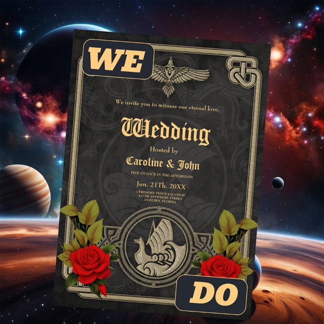 Convites Viking a charme místico com nós Celtas elegantes. (Criador carregado)