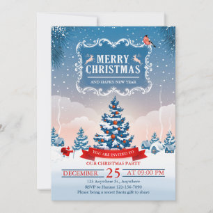 Convites Vila Nevada do País das Maravilhas de Natal Feliz 
