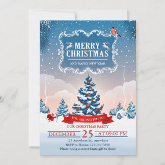 Convites Vila Nevada do País das Maravilhas de Natal Feliz
