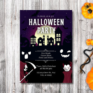 Convites Village Assombrado Spooky e Partido de Halloween d