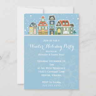 Convites Village Homes Winter Scense Foliday Party