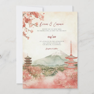 Convites Vinatge Watercolor Casamento Japonês