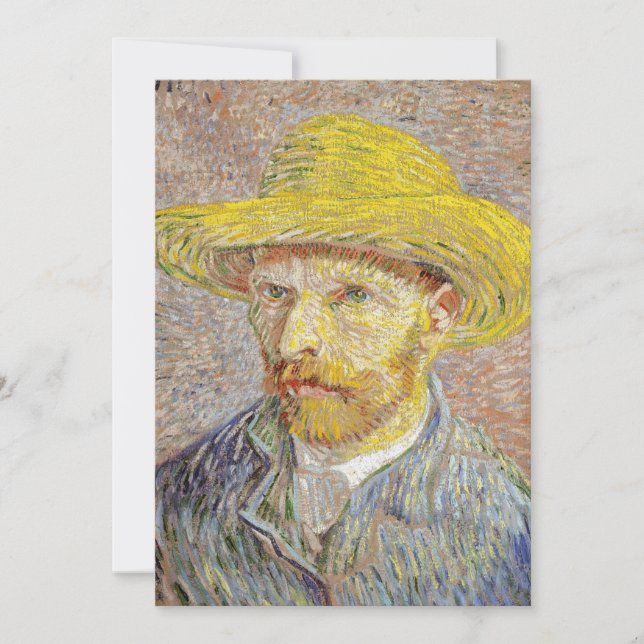 Convites Vincent van Gogh - Autorretrato com Chapéu de Palh (Frente)