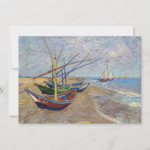 Convites Vincent van Gogh - Barcos de Pesca na Praia