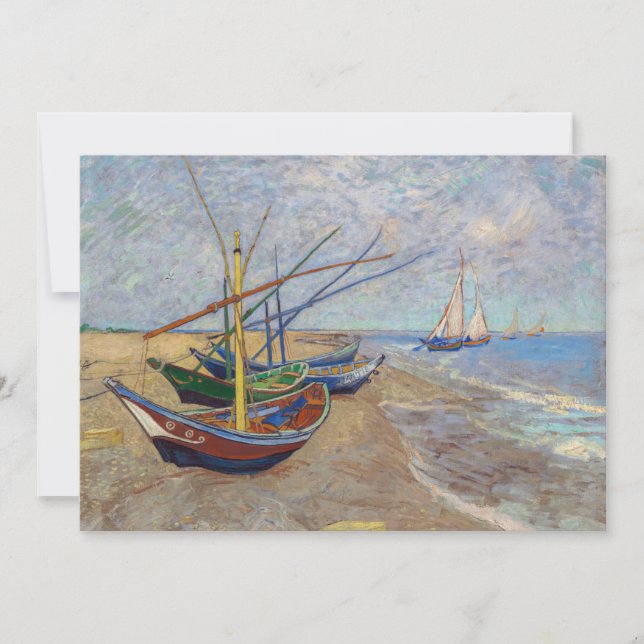 Convites Vincent van Gogh - Barcos de Pesca na Praia (Frente)