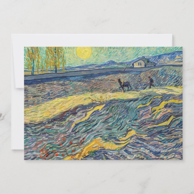 Convites Vincent van Gogh - Campo com Agricultores a Lavar (Frente)