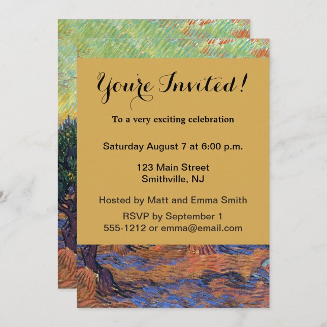 Convites Vincent Van Gogh Olive Grove Impressionismo Arte (Frente/Verso)