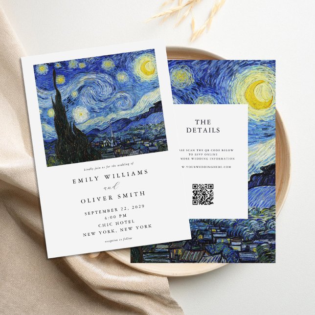 Convites Vincent Van Gogh Starry Night All in One Weding (Criador carregado)