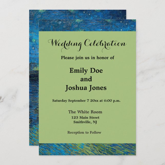 Convites Vincent Van Gogh Starry Night Over the Rhone (Frente/Verso)