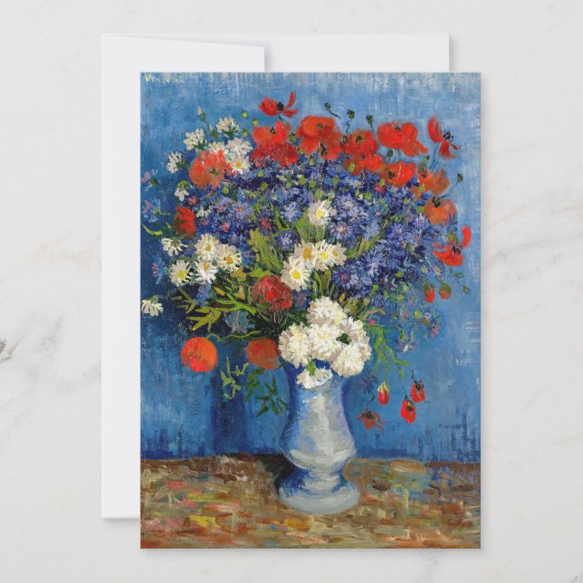 Convites Vincent van Gogh - Vase com Cornflower e Poppies (Frente)