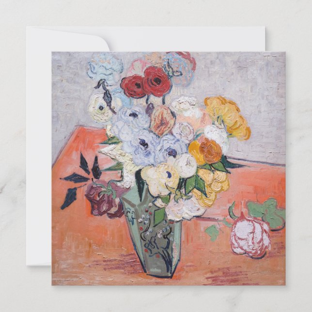 Convites Vincent van Gogh - Vaso com Rosas & Anêmonas (Frente)