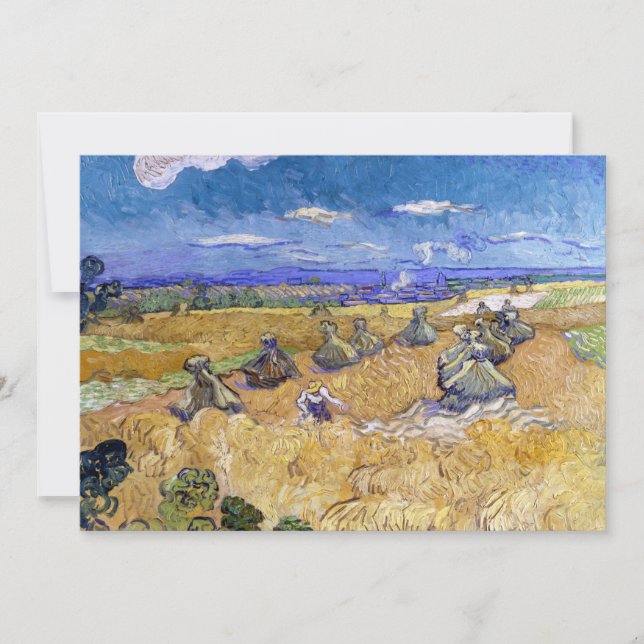 Convites Vincent van Gogh - Wheat Stacks with Reapers (Frente)