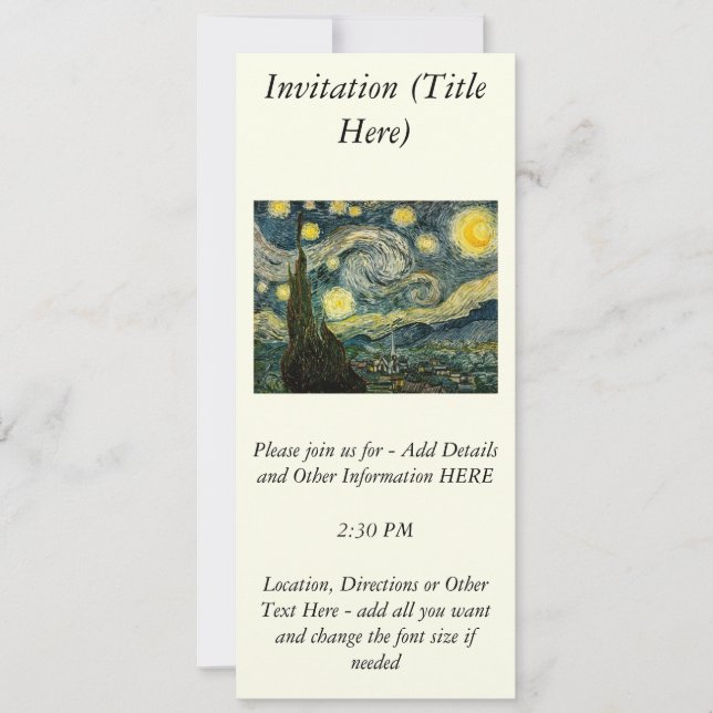 Convites Vincent van Gogh's The Starry Night (1889) (Frente)