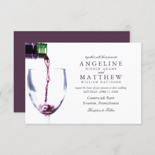 Convites Vineyard Rustic Vineyard & Wine Glass Wedcard