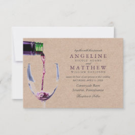 Convites Vineyard Rustic Vineyard & Wine Glass Wedcard