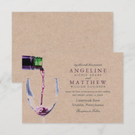 Convites Vineyard Rustic Vineyard & Wine Glass Wedcard