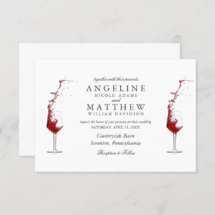 Convites Vineyard Rustic Vineyard & Wine Glass Wedcard