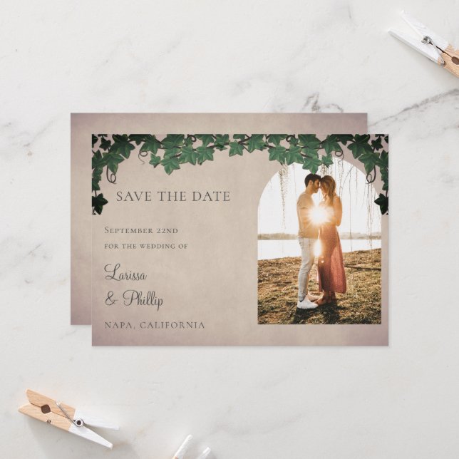 Convites Vineyard Wedding Save The Date (Salvar Data) (Frente/Verso In Situ)