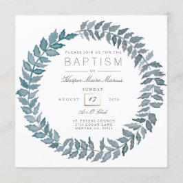 Convites Vinha Azul de Aço | Wreath Baptism Aquoso