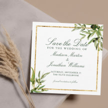 Vinha Botânica Verde Elegante Dourada Salvar a Dat