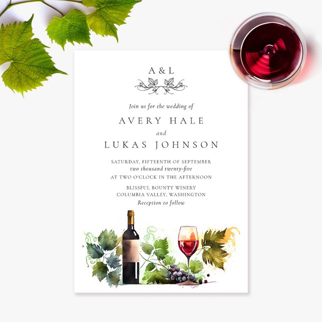 Convites Vinha De Monograma De Casamento Elegante (Criador carregado)