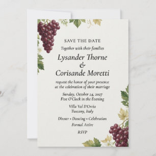 Convites Vinha de Uva & Videira Toscana Save the Date Elega