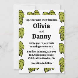 Convites Vinha-de-vidro Vinho Verde Folha Vinha Casamento B