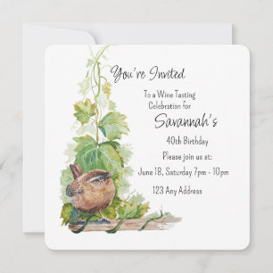Convites Vinha do Pássaro Wren Degustação de Vinhos Anivers
