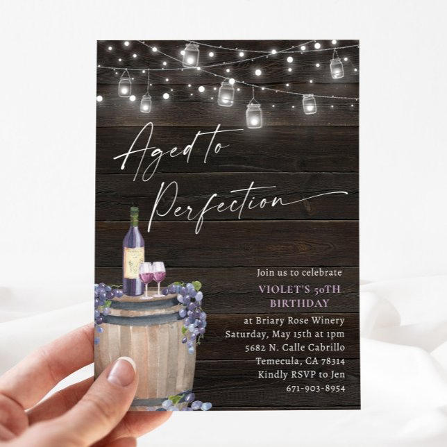 Convites Vinha Rústica Aniversário, Idade Perfeição (Criador carregado)