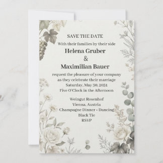 Convites Vinha Uva Botânica Floral Casamento Salve O D