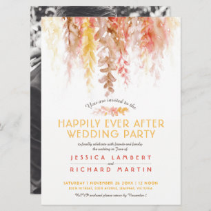 Convites Vinhas aquarelas castanho-alaranjado após festa de