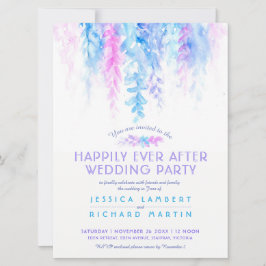 Convites Vinhas aquarelas, de cor azul, cor-de-rosa após fe