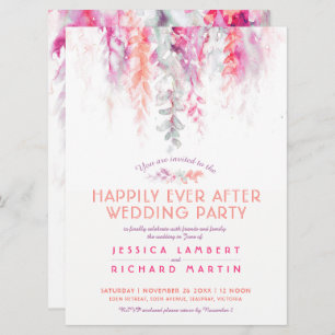 Convites Vinhas aquarelas vermelhas após a festa de casamen