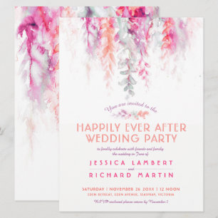 Convites Vinhas aquarelas vermelhas após festa de casament