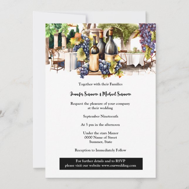 Convites Vinhas de uvas para vinhas frescas (Frente)