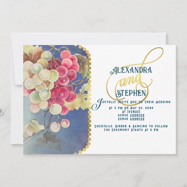 Convites Vinhas De Uvas Vinhas De Vinha De Vinhos De Rua Ca (Frente)